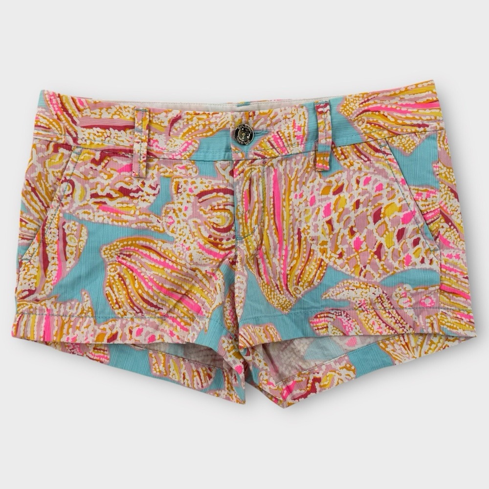 Lily Pulitzer‎ The Walsh Shorts Womens Size 0 Floral Pink Cotton Textured Casual